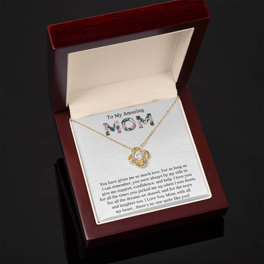 To My Amazing Mom Love Knot Necklace Gift
