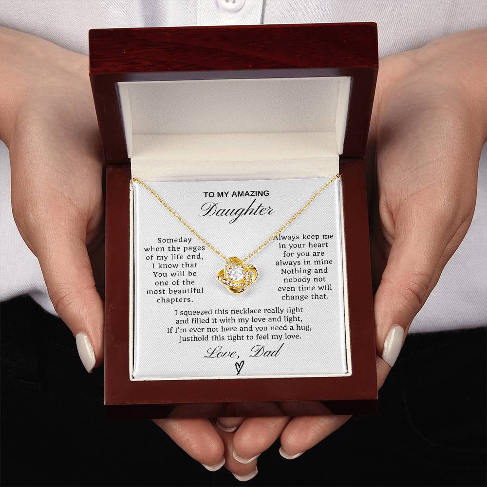 To My Daughter Love Knot Necklace