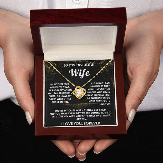 To My Wife Love Knot Necklace Gift