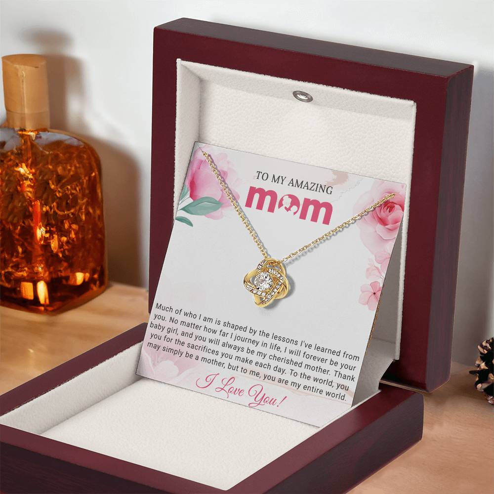 To My Amazing Mom Love Knot Necklace Gift