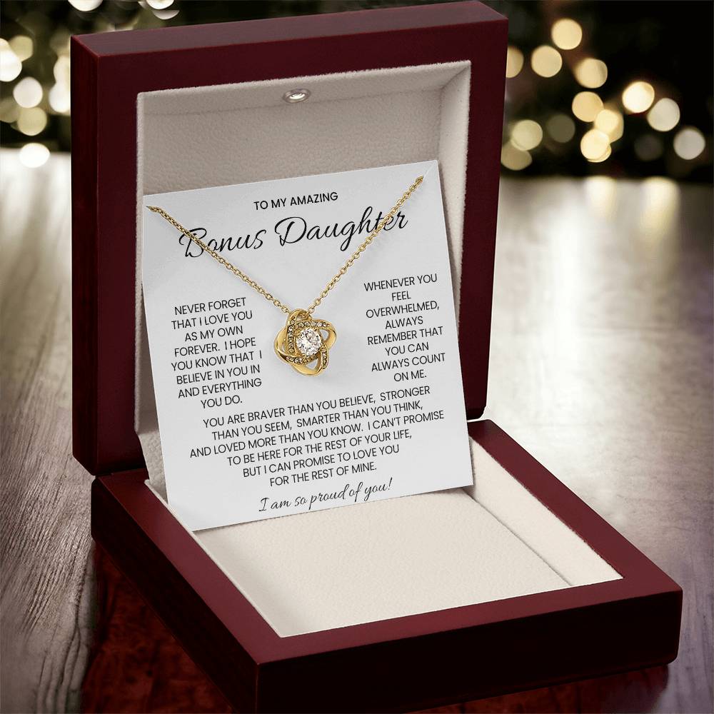 Bonus Daughter Love Knot Necklace Gift
