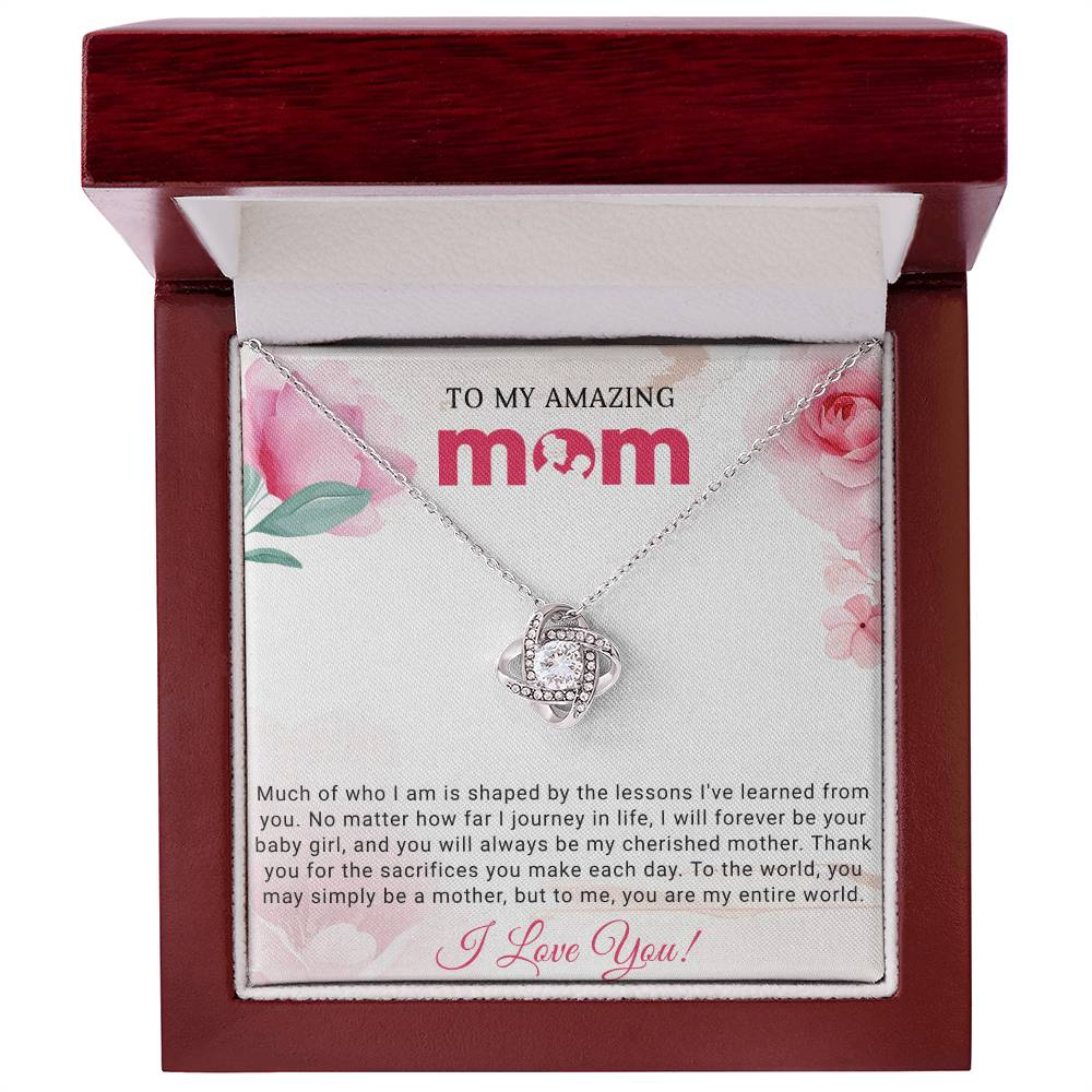 To My Amazing Mom Love Knot Necklace Gift
