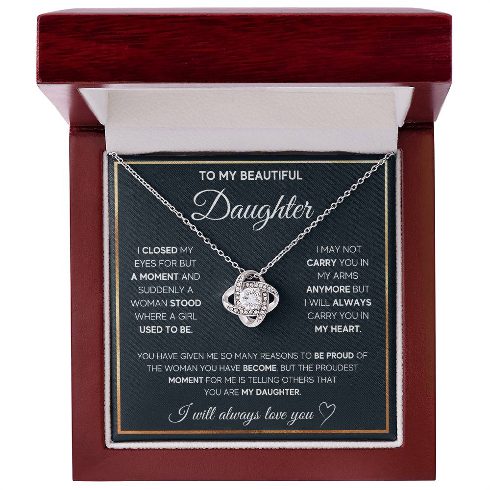 To My Daughter Proud Love Knot Necklace-[Heartfelt Family Gift]