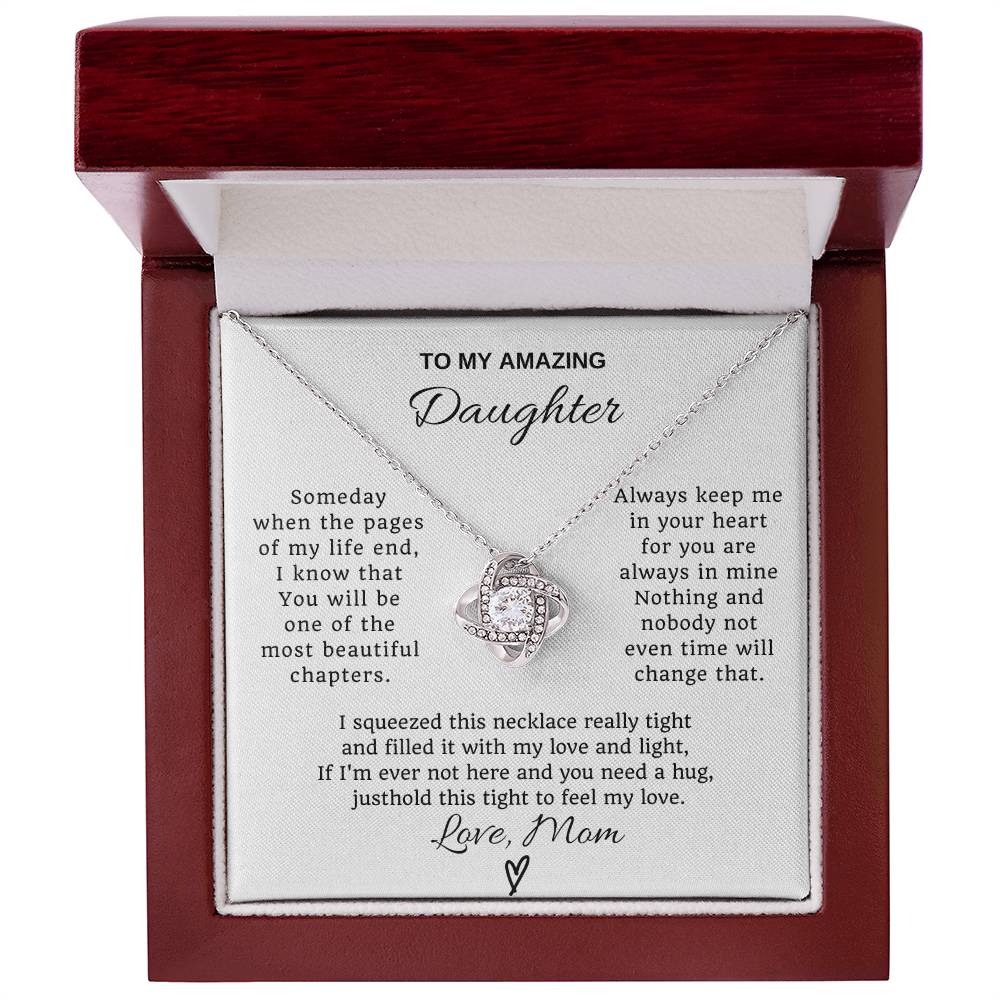To My Daughter Love Knot Necklace  From Mom