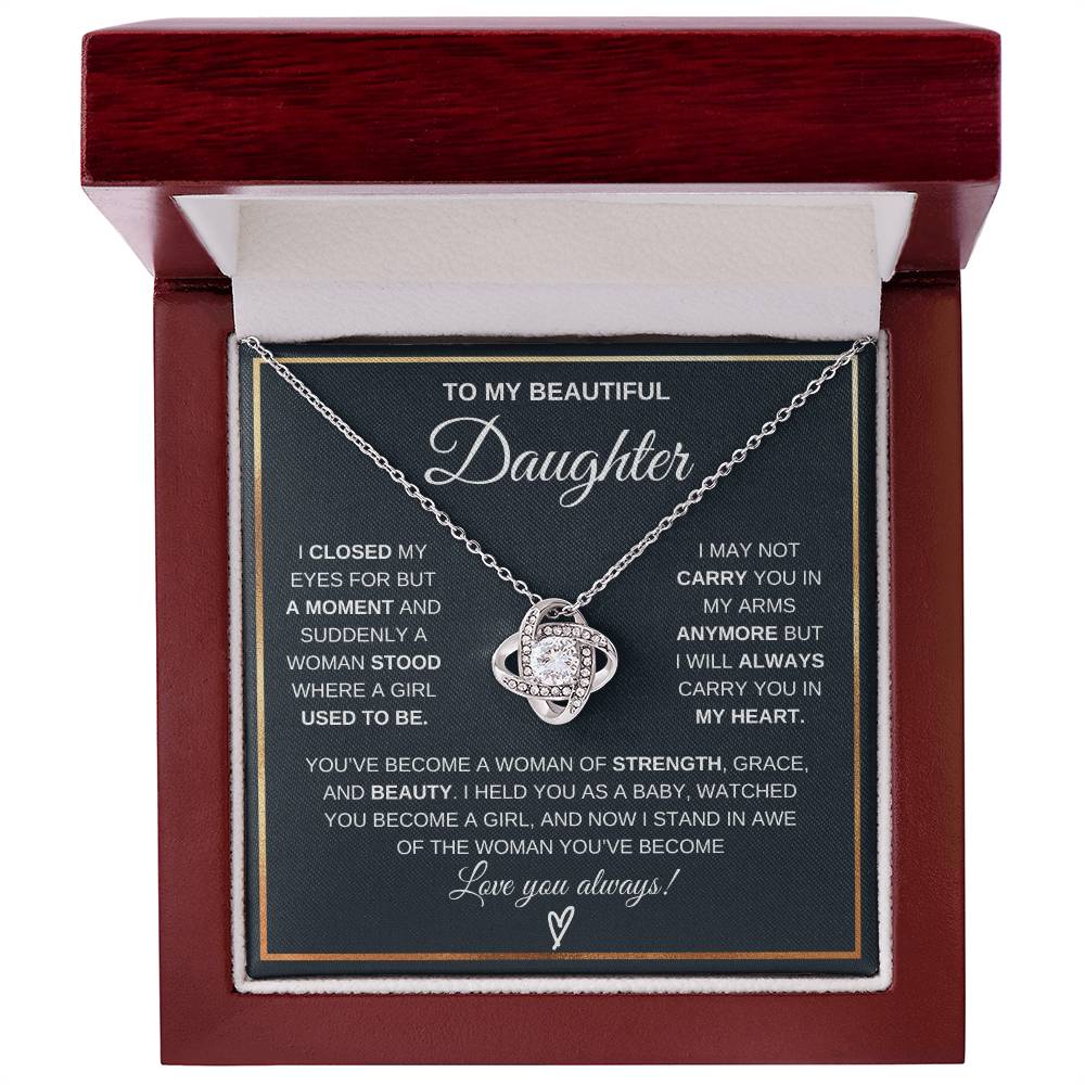 To My Daughter Love Knot Necklace