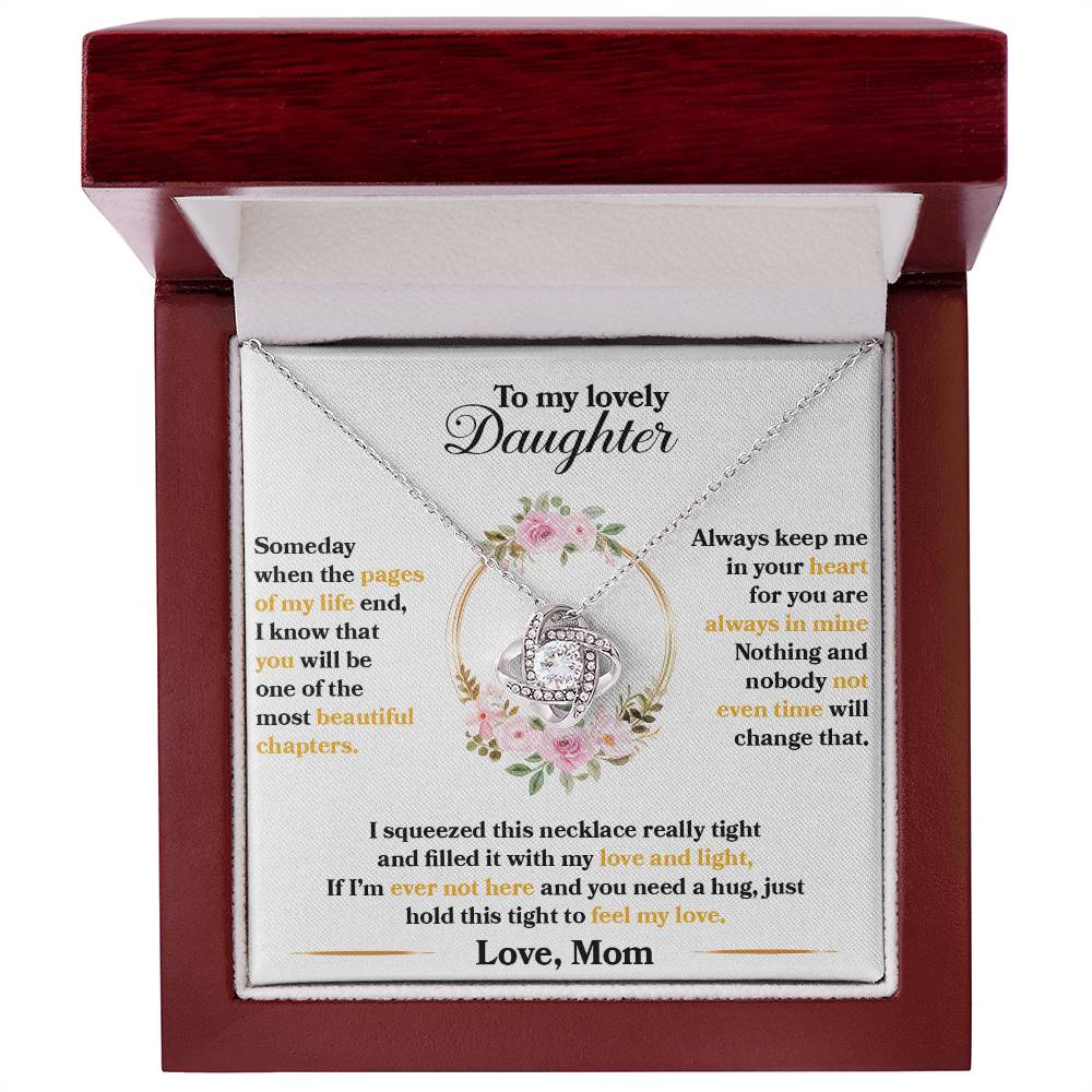 Daughter When The Pages of My Life End Love Knot Necklace-[Heartfelt Family Gift]