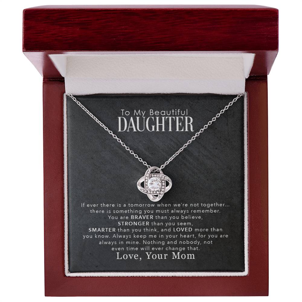 Daughter Love You More Than You Know Love Knot Necklace-[Heartfelt Family Gift]