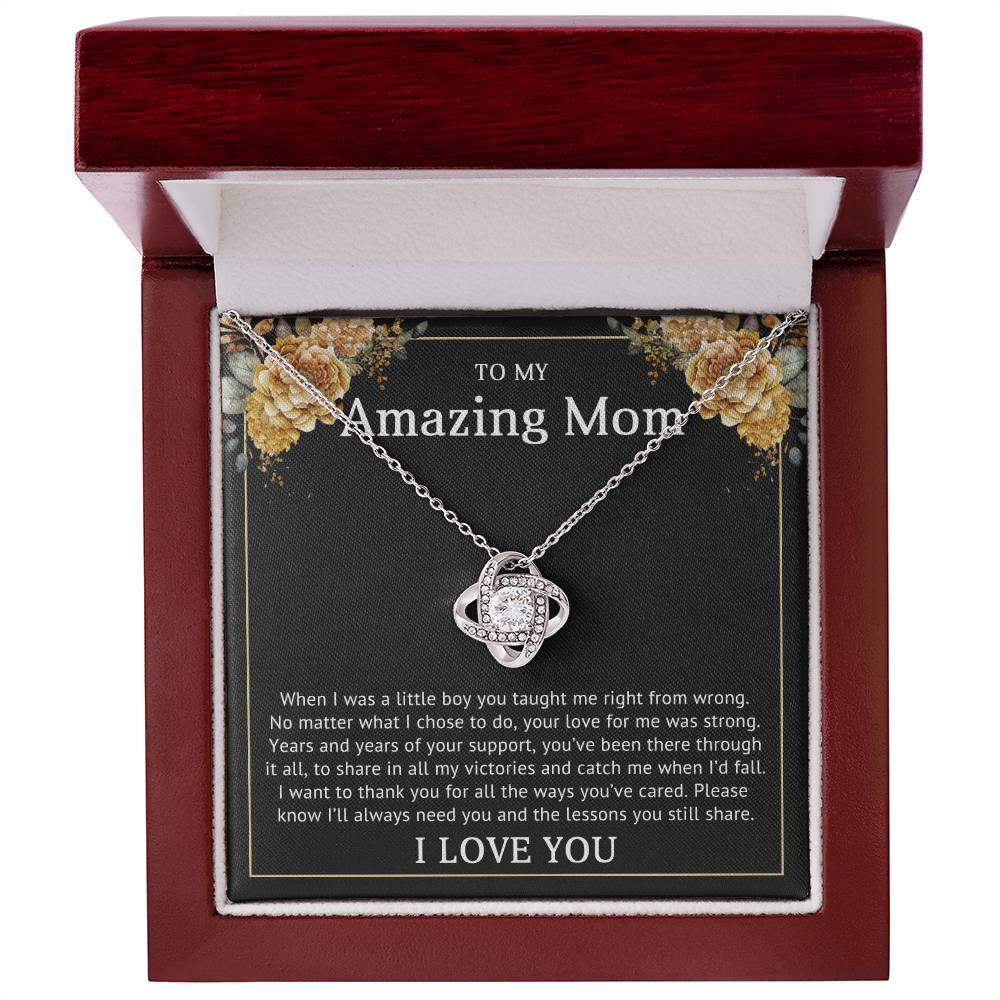Mom from Daughter Love Knot Necklace Gift
