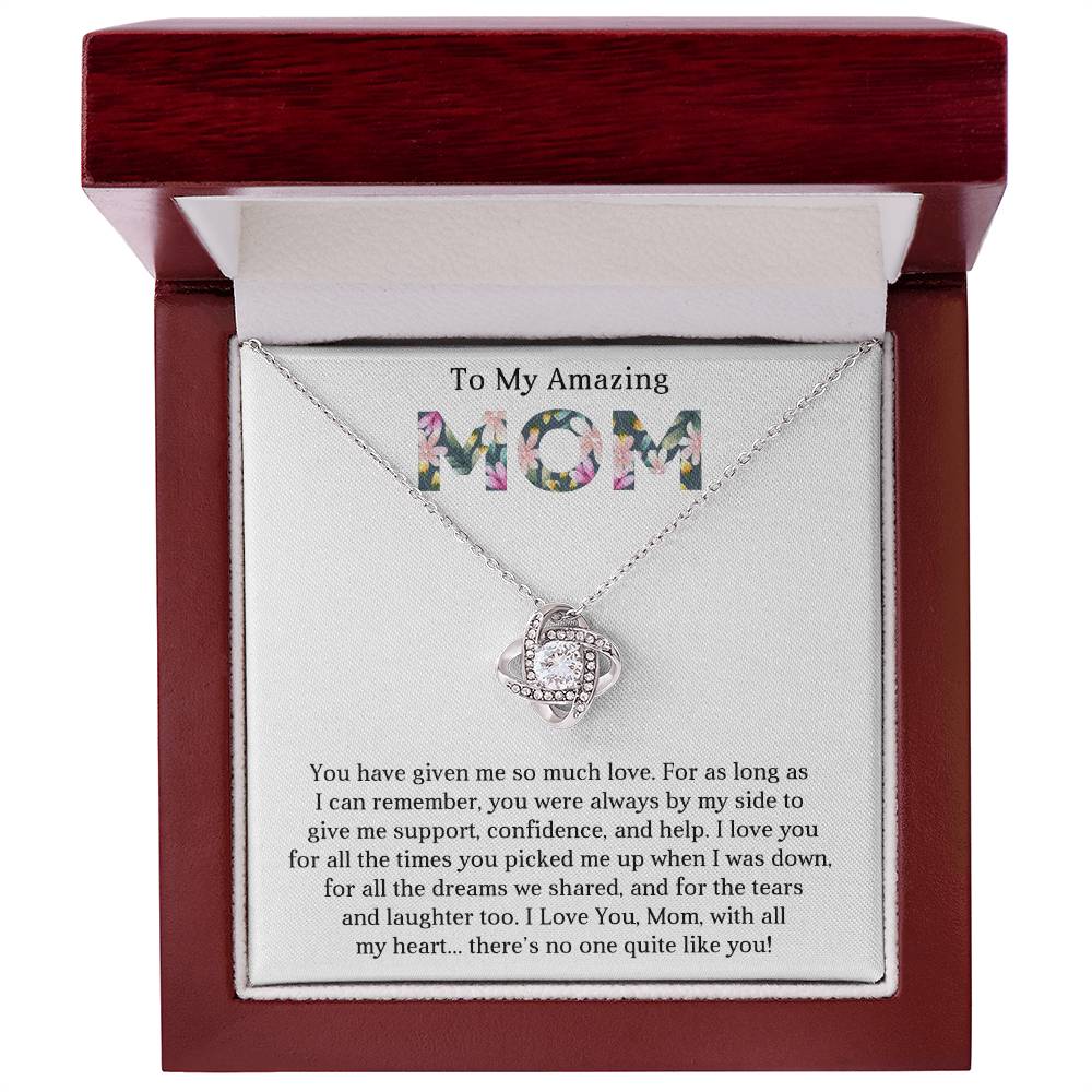 To My Amazing Mom Love Knot Necklace Gift