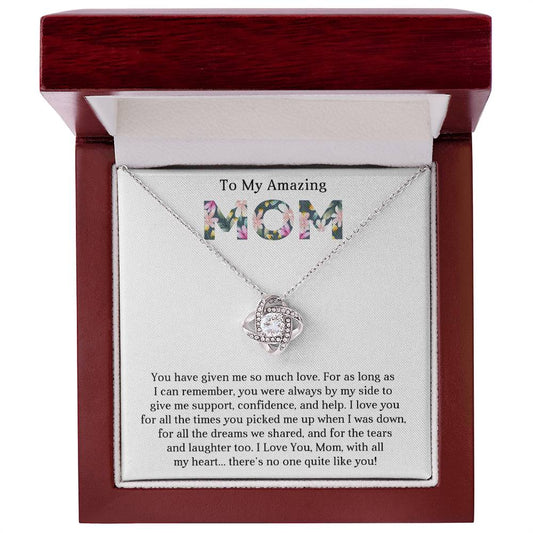 To My Amazing Mom Love Knot Necklace Gift