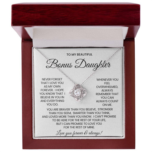 Bonus Daughter Love Knot Necklace Gift