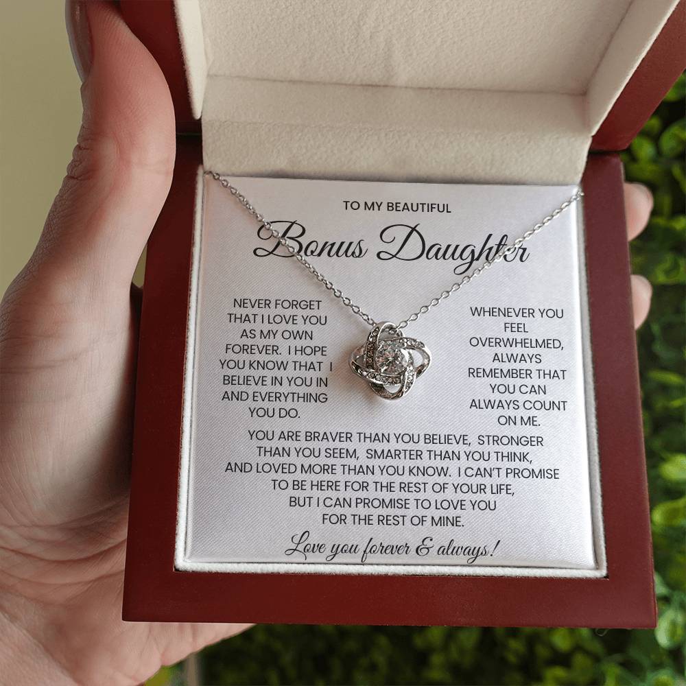 Bonus Daughter Love Knot Necklace Gift