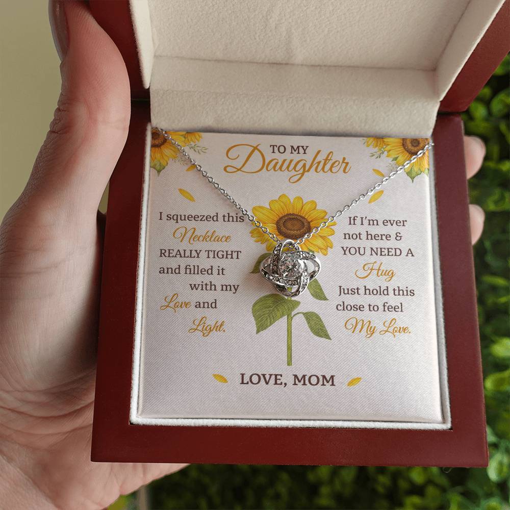 Daughter Sunflower Love Knot Necklace Gift from  Mom