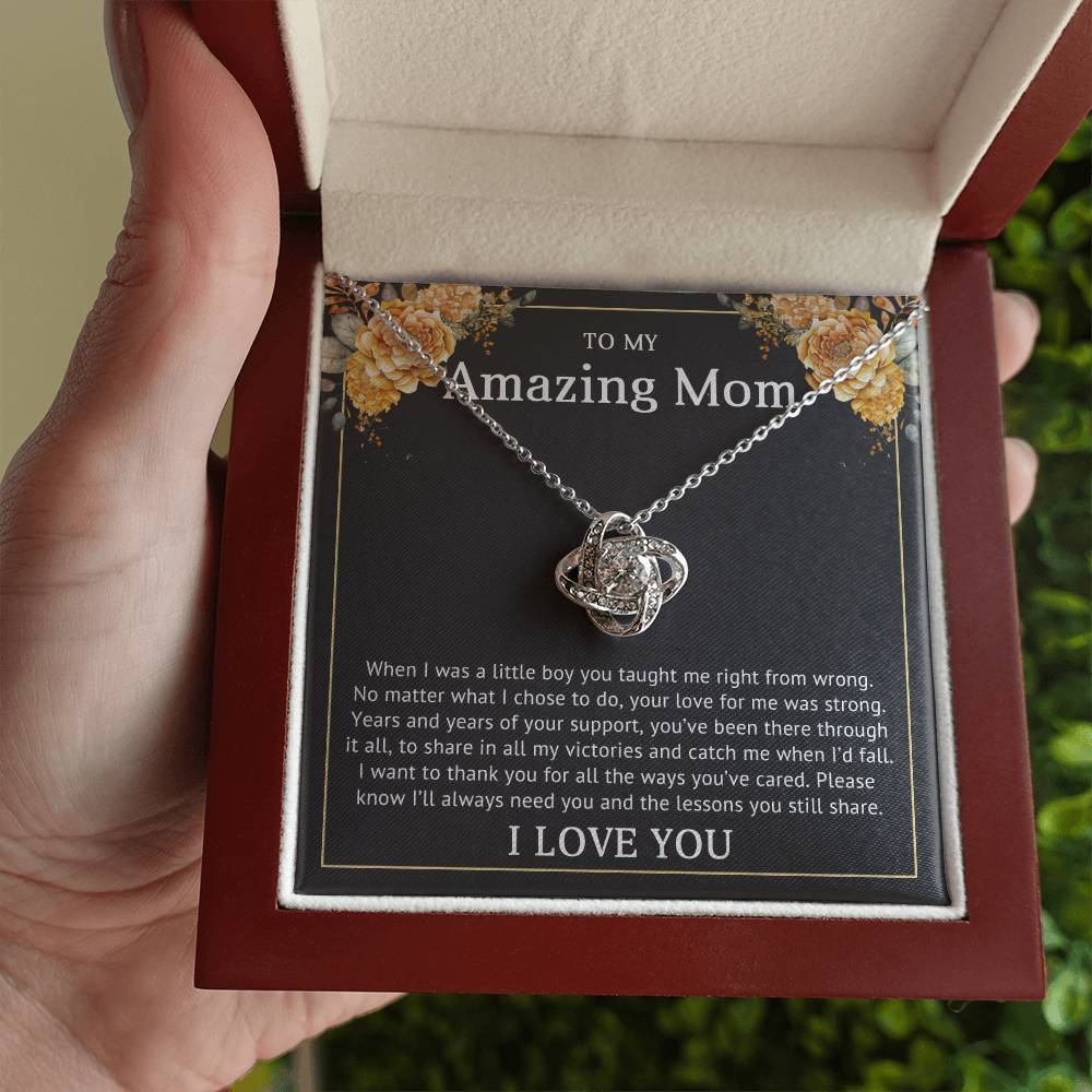 Mom from Daughter Love Knot Necklace Gift