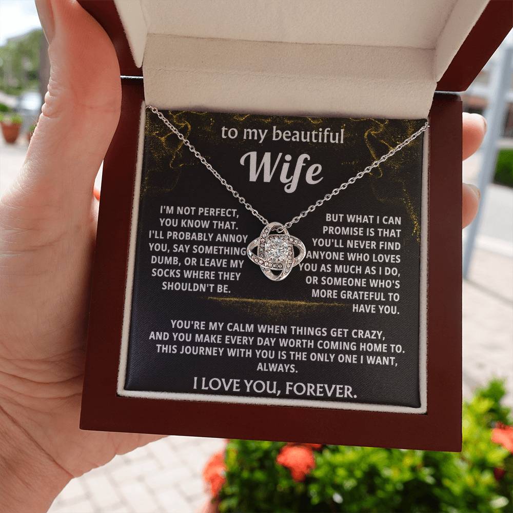 To My Wife Love Knot Necklace Gift