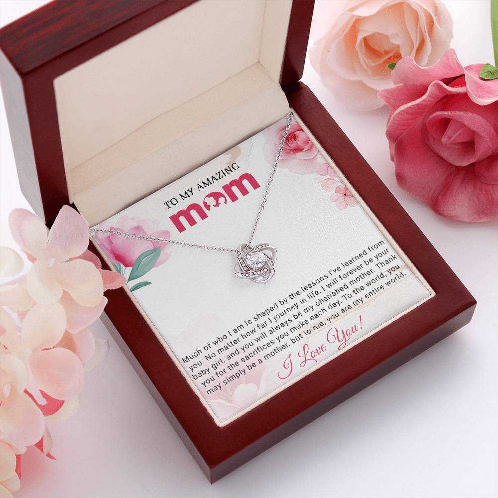 To My Amazing Mom Love Knot Necklace Gift