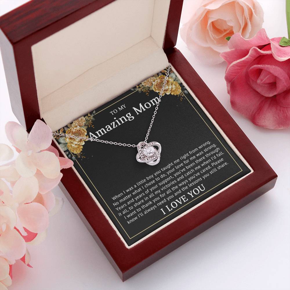Mom from Daughter Love Knot Necklace Gift
