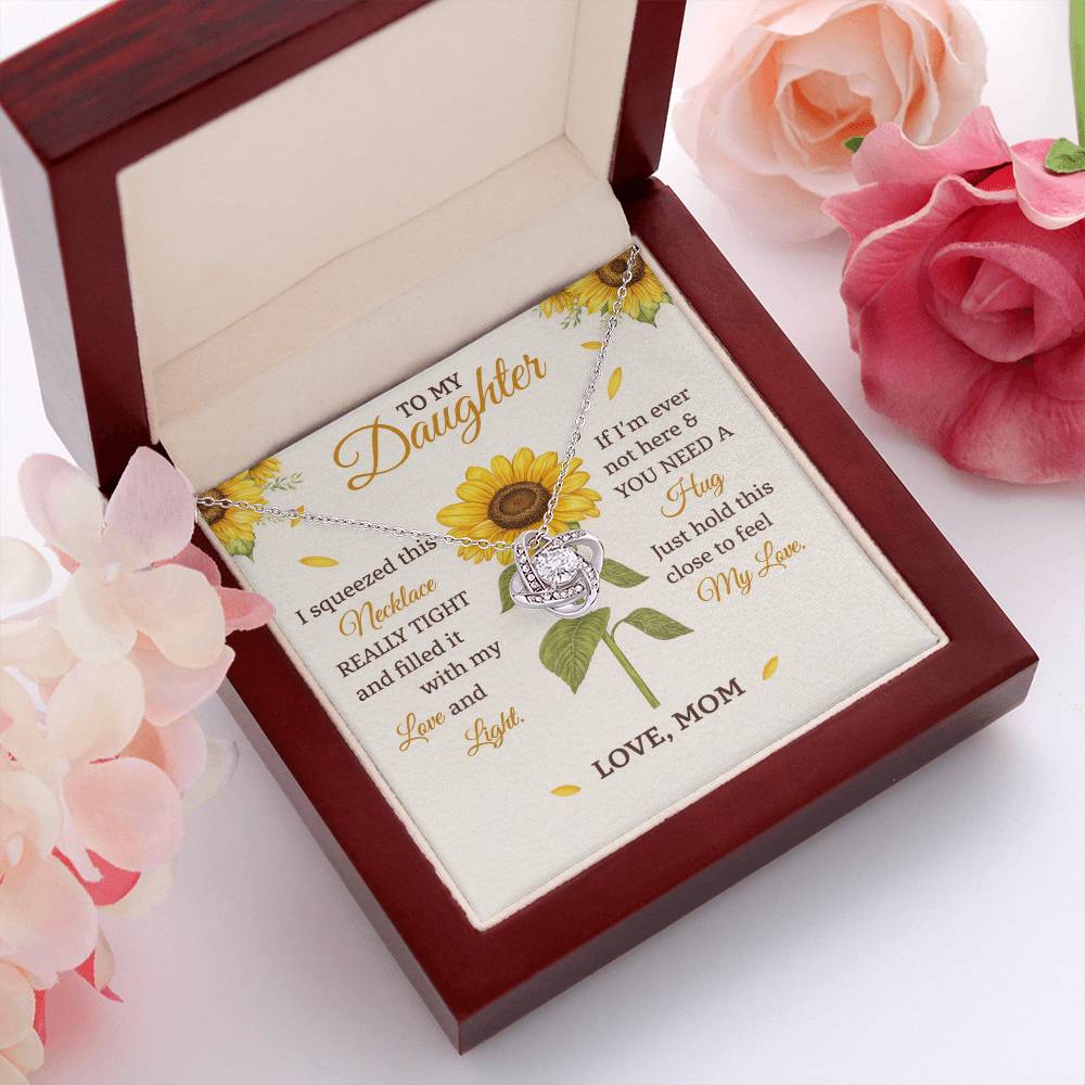 Daughter Sunflower Love Knot Necklace Gift from  Mom