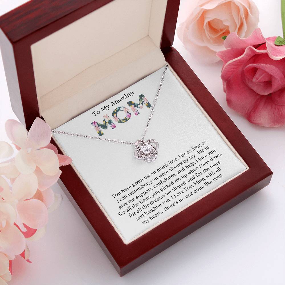 To My Amazing Mom Love Knot Necklace Gift