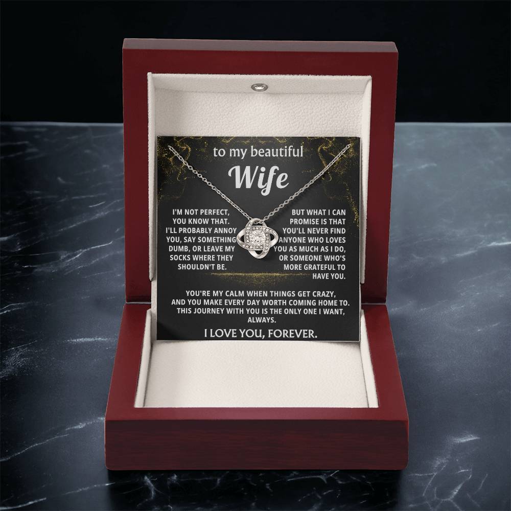 To My Wife Love Knot Necklace Gift