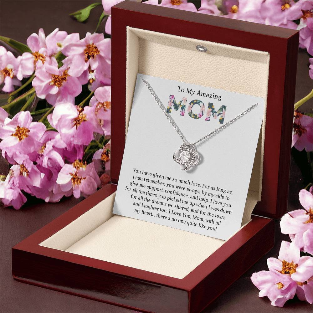 To My Amazing Mom Love Knot Necklace Gift