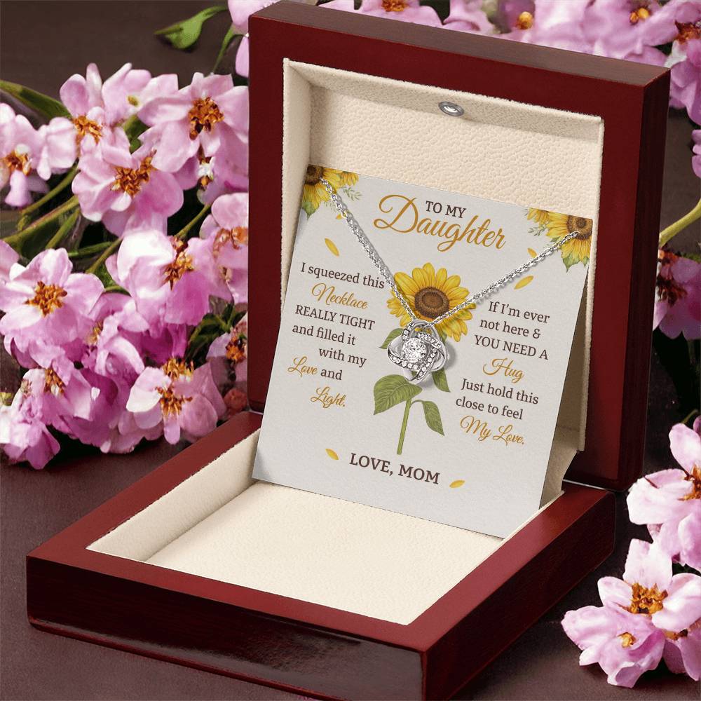 Daughter Sunflower Love Knot Necklace Gift from  Mom