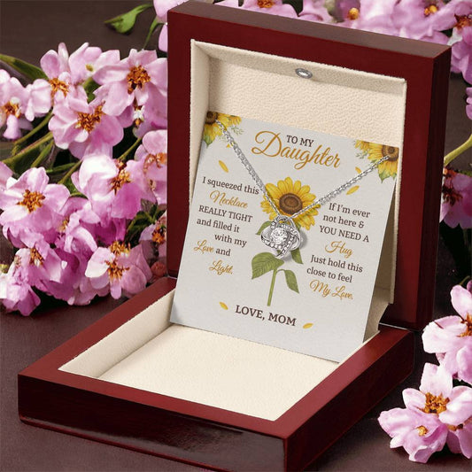 Daughter Sunflower Love Knot Necklace Gift from  Mom