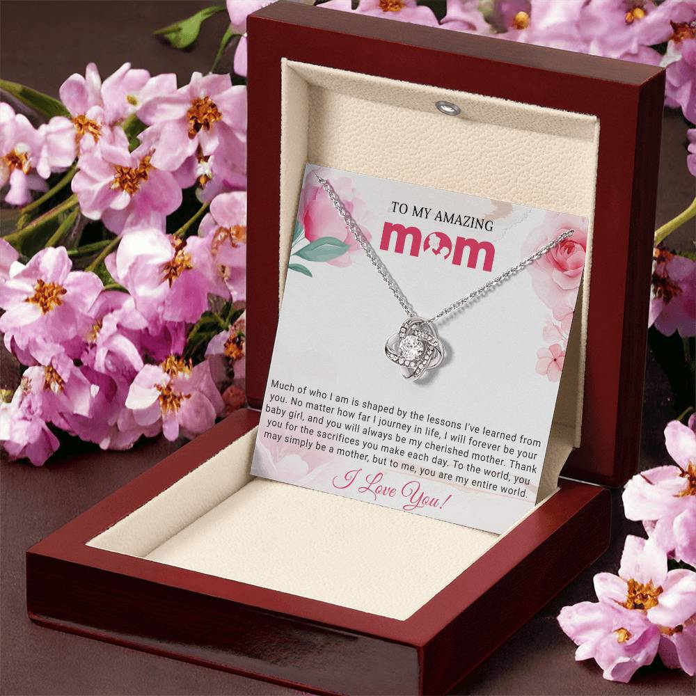 To My Amazing Mom Love Knot Necklace Gift