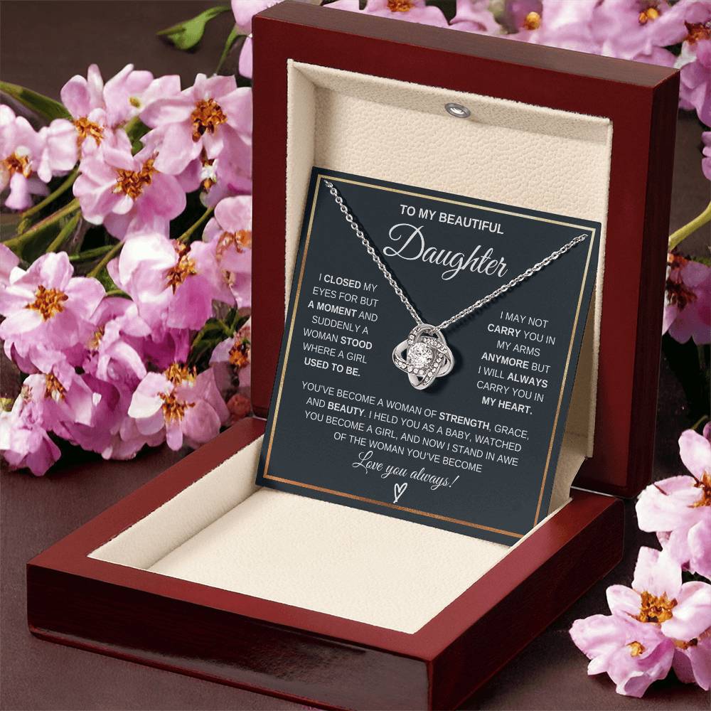 To My Daughter Love Knot Necklace