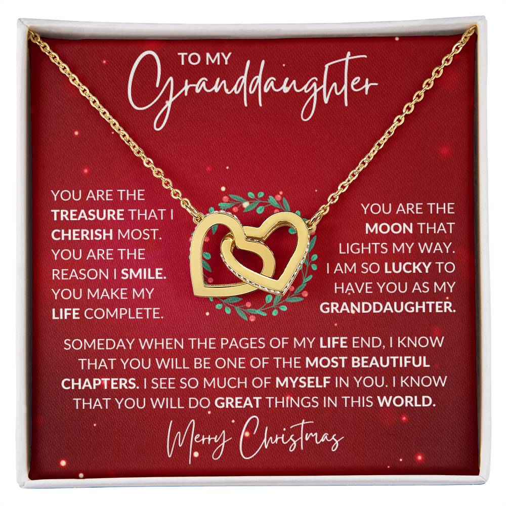 Granddaughter Christmas Interlocking Hearts Necklace Gift-[Heartfelt Family Gift]