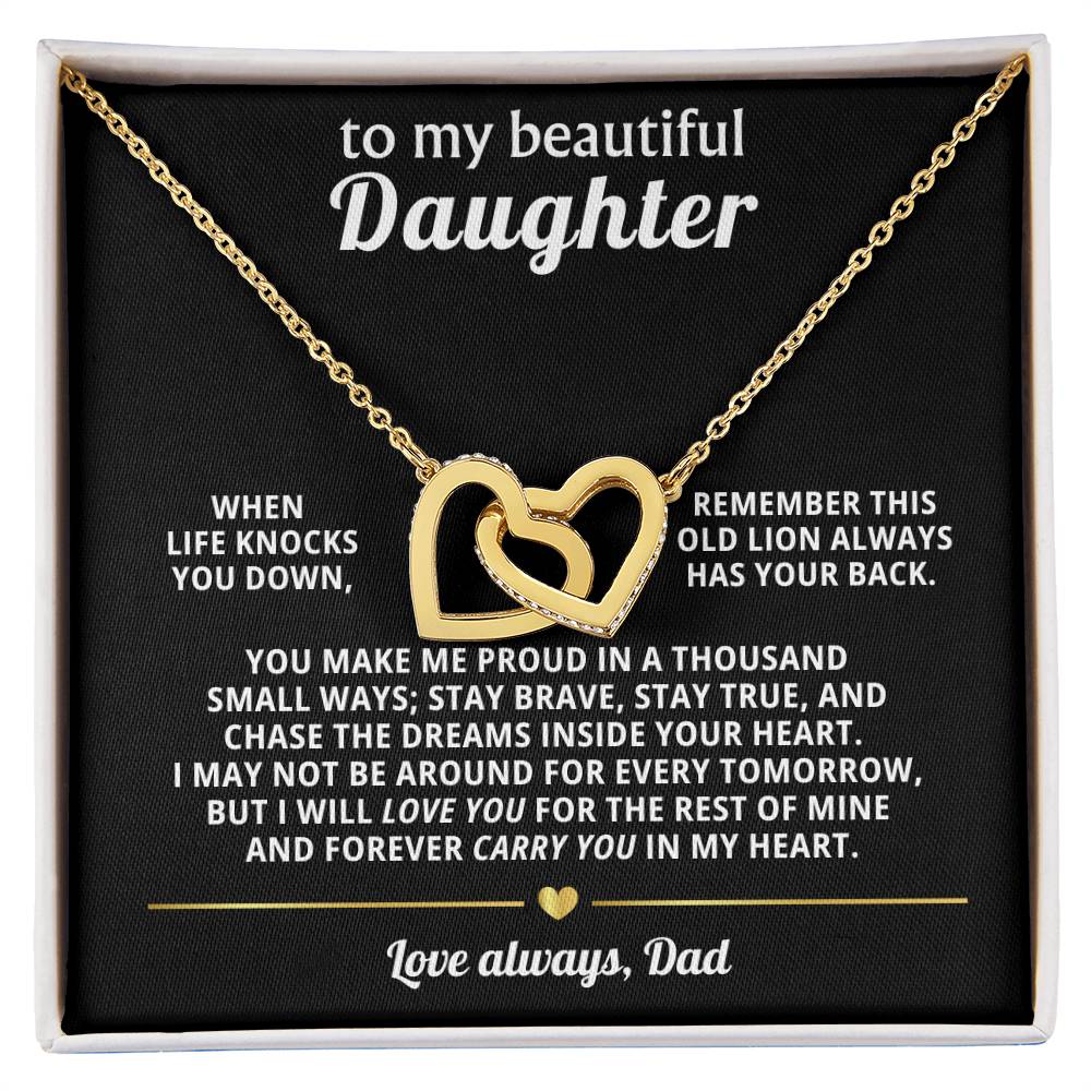 Beautiful Daughter Daughter Interlocking Hearts Necklace Gift from Dad
