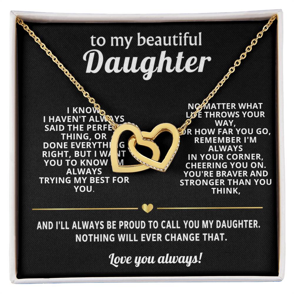 To My Daughter Interlocking Hearts Necklace Gift