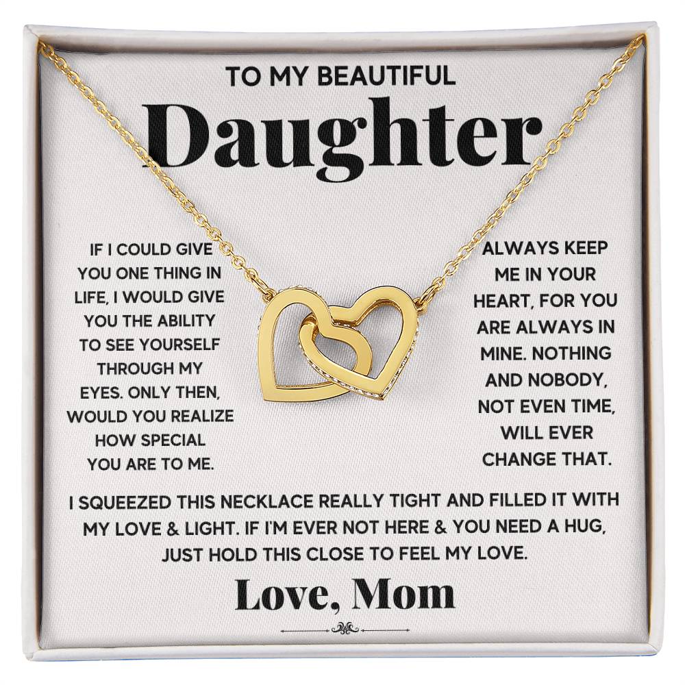Daughter Interlocking Hearts Necklace - The Perfect Symbol of Love and Bond Ideal Gift for Your Precious Daughter-[Heartfelt Family Gift]