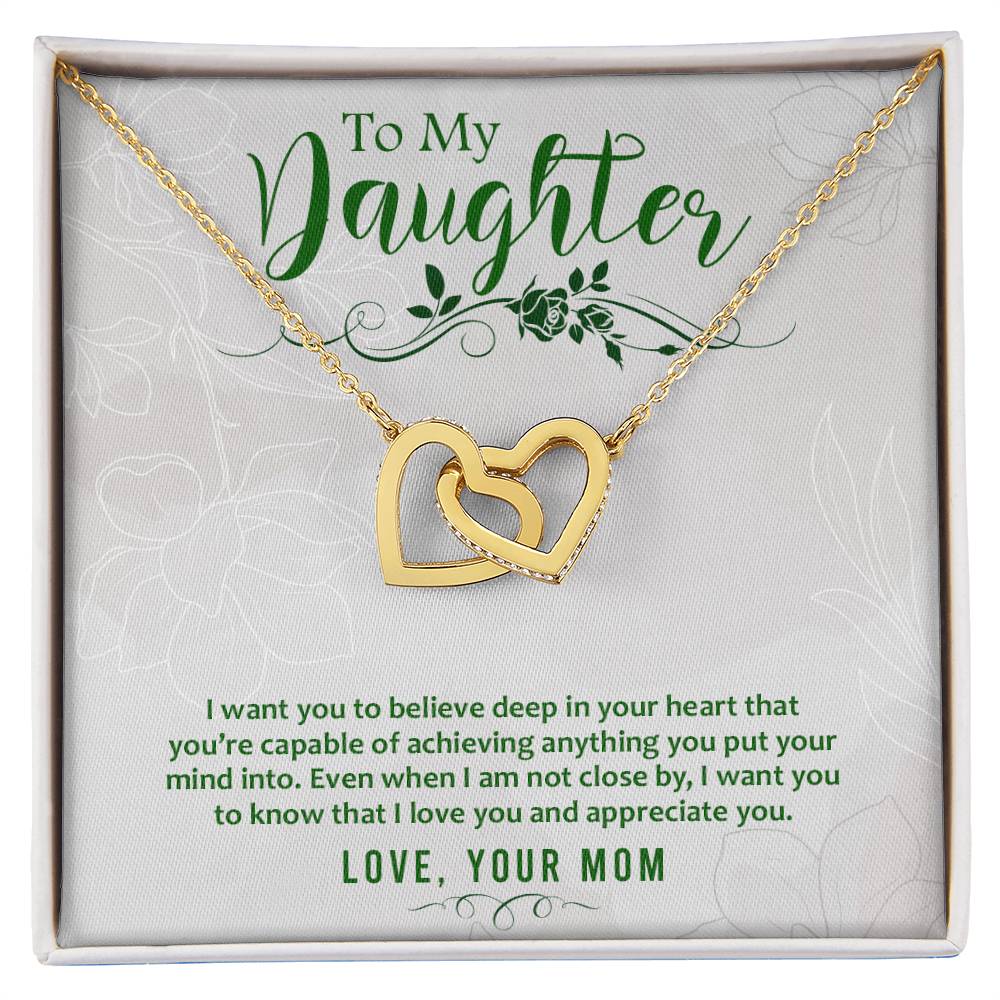 Daughter Believe Interlocking Hearts Necklace-[Heartfelt Family Gift]
