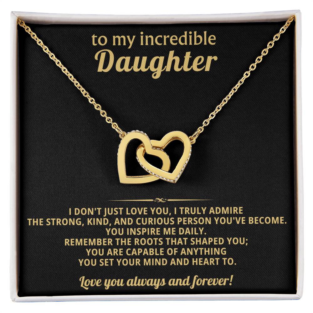 Incredible Daughter Interlocking Hearts Necklace Gift