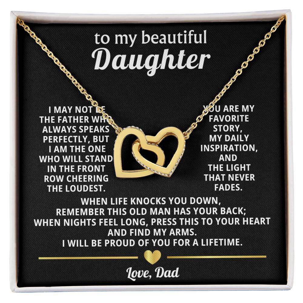Daughter Interlocking Hearts Necklace Gift from Dad