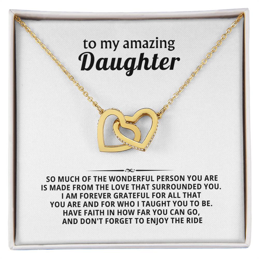 To My Amazing Daughter Interlocking Hearts Necklace Gift