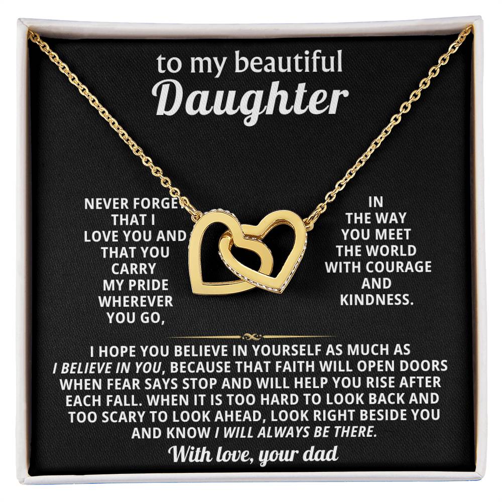 Daughter Interlocking Hearts Necklace Gift from Dad