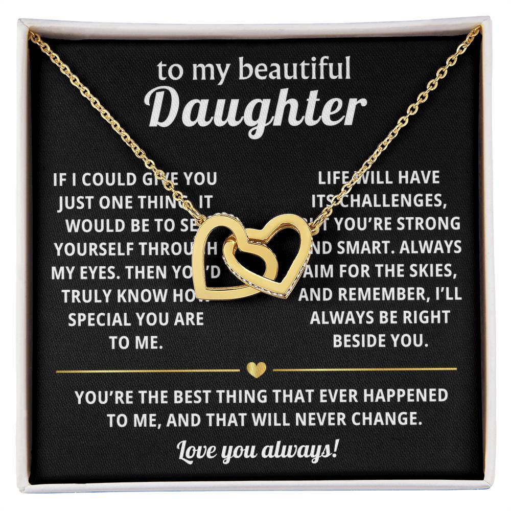 To My Daughter Interlocking Hearts Necklace Gift
