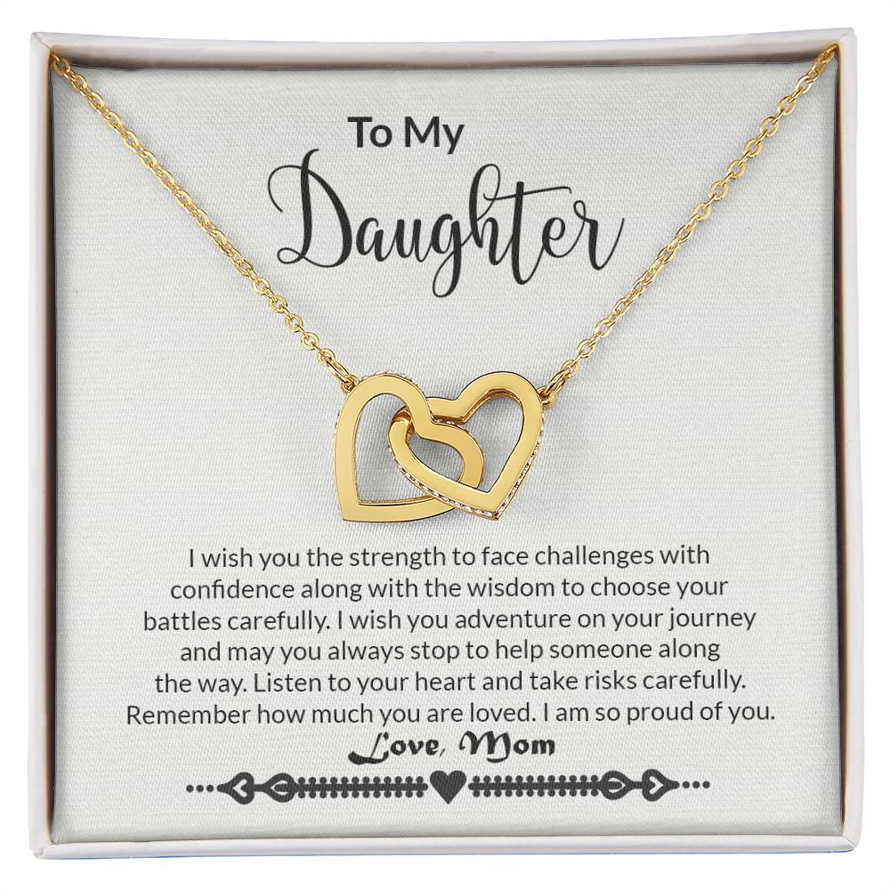 Daughter Strength Interlocking Hearts Necklace-[Heartfelt Family Gift]