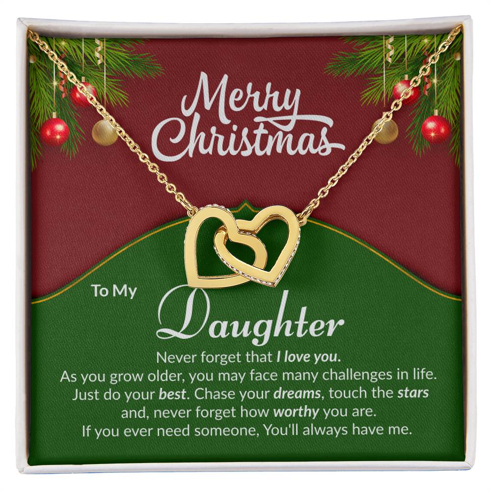 Daughter Interlocking Heart Necklace Christmas Gift-[Heartfelt Family Gift]