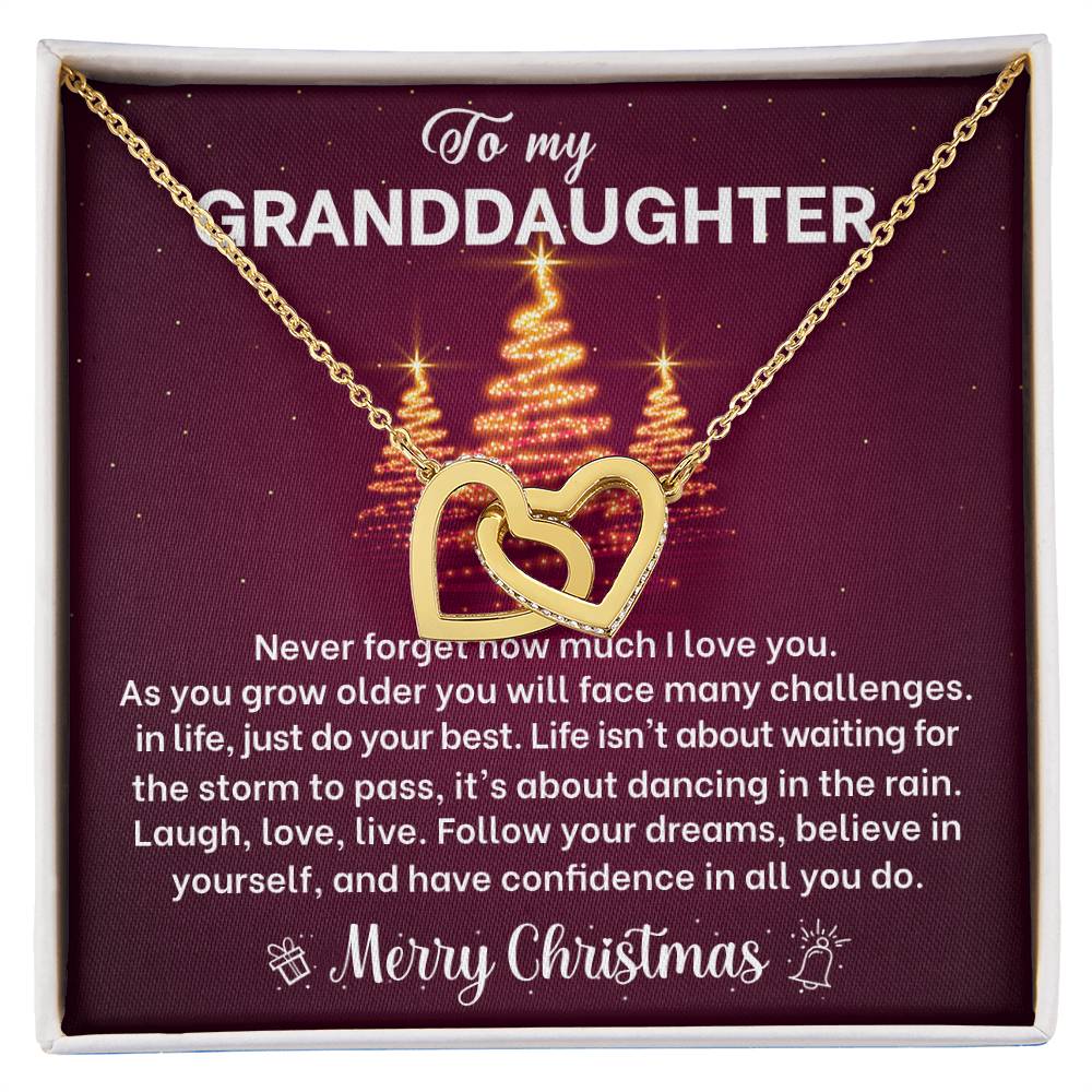 Merry Christmas Granddaughter Joined Hearts Necklace Gift-[Heartfelt Family Gift]