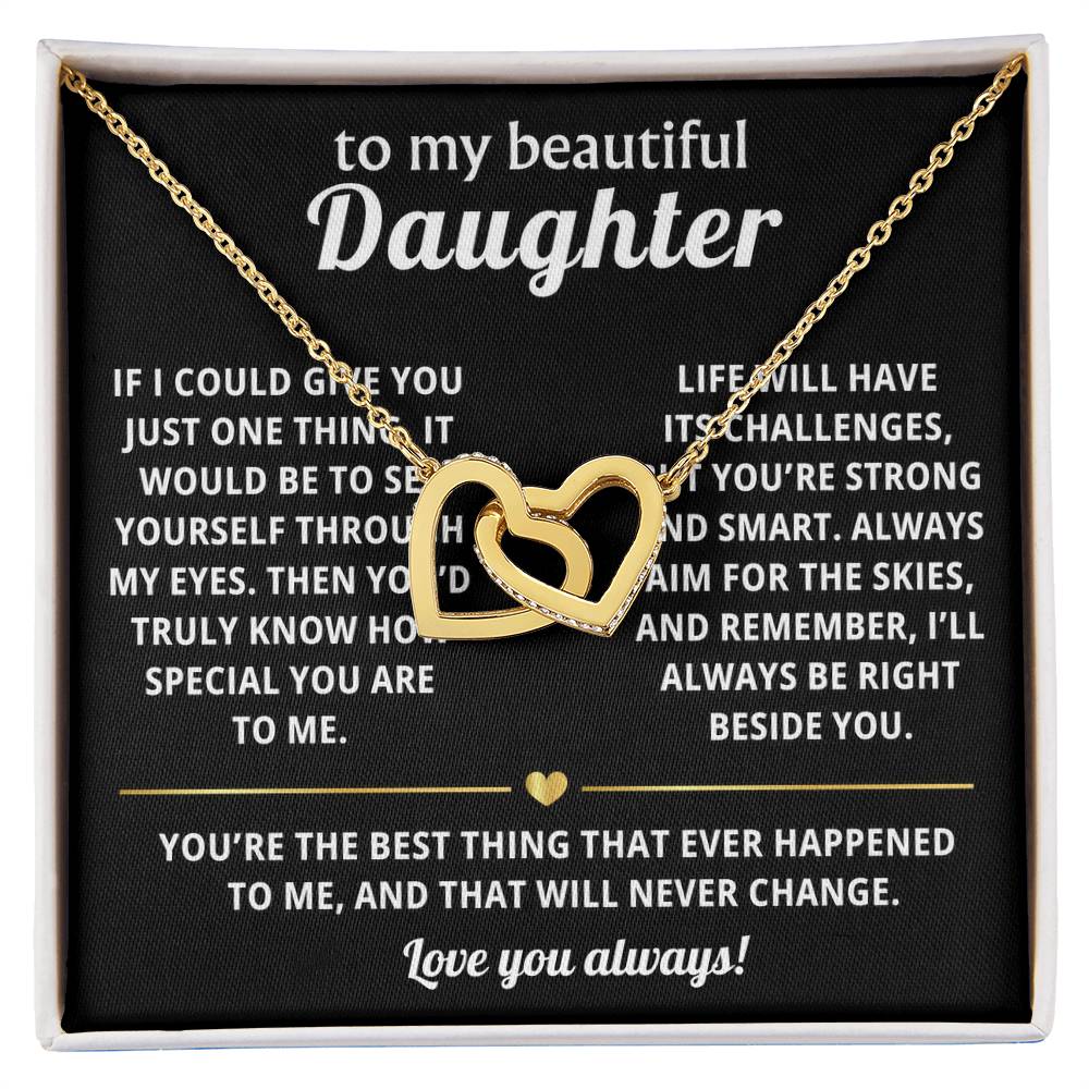 To My Daughter Interlocking Hearts Necklace Gift