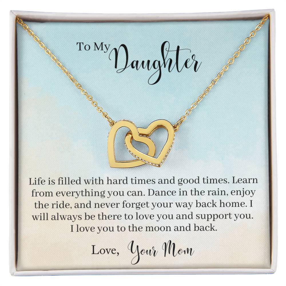 Daughter Learn From Everything Interlocking Hearts Necklace-[Heartfelt Family Gift]