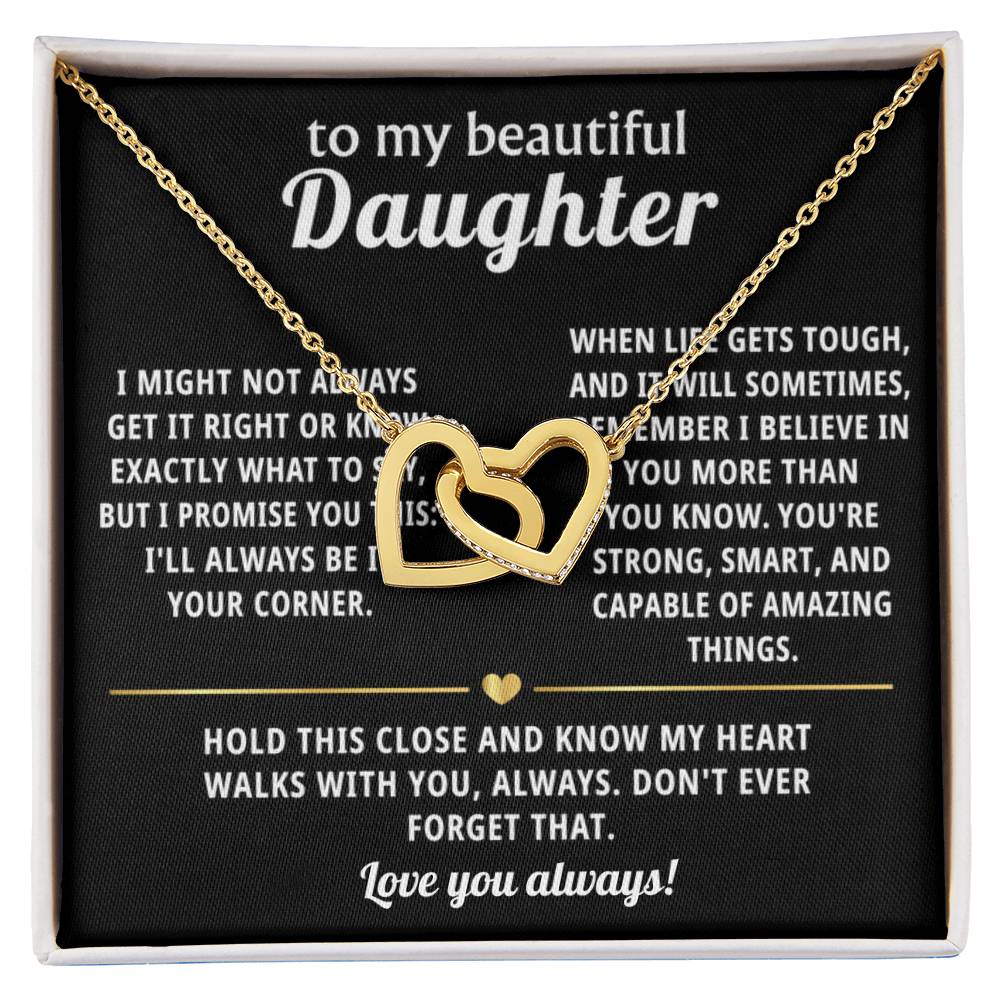 To My Daughter Interlocking Hearts Necklace Gift