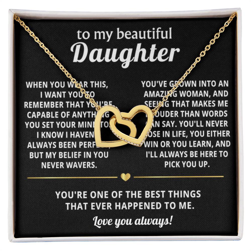 To My Daughter Interlocking Hearts Necklace Gift