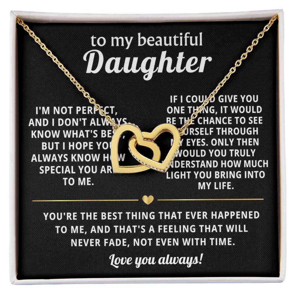 To My Daughter Interlocking Hearts Necklace Gift