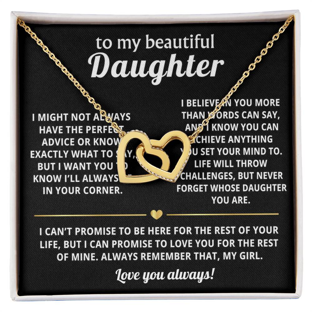 To My Daughter Interlocking Hearts Necklace Gift