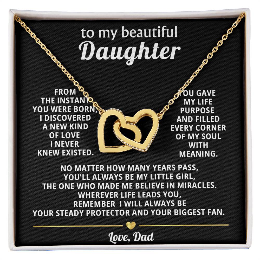 Daughter Interlocking Hearts Necklace Gift from Dad