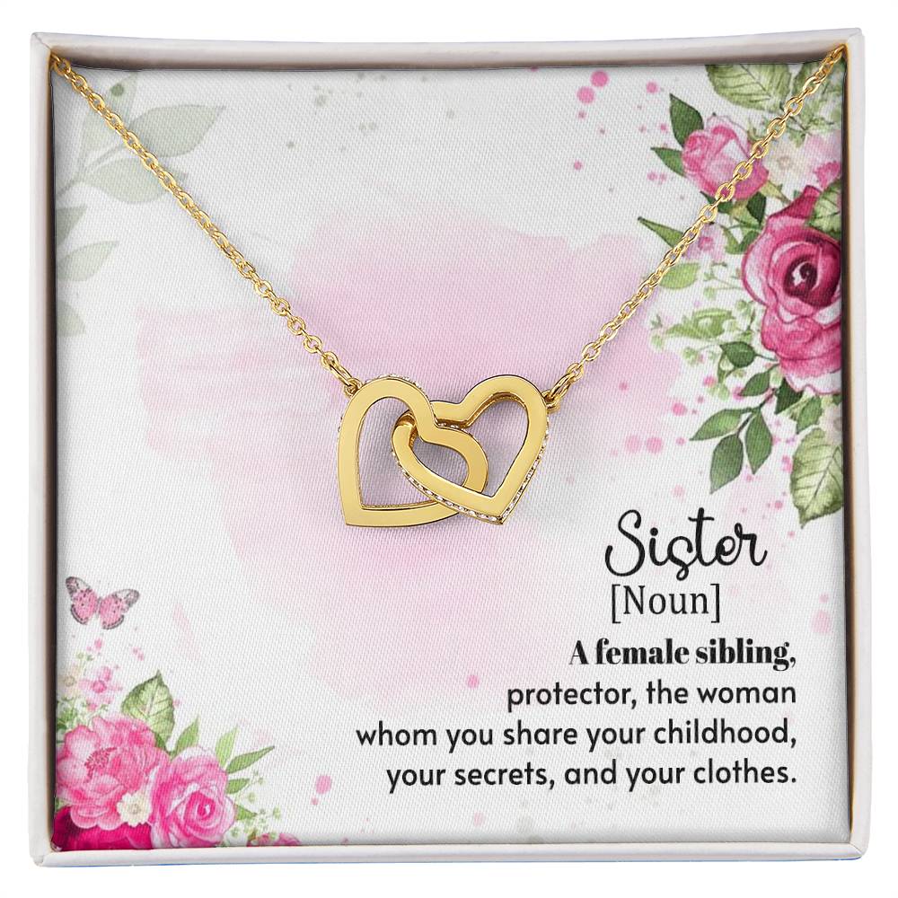 Sister Noun Interlocking Hearts Necklace-[Heartfelt Family Gift]